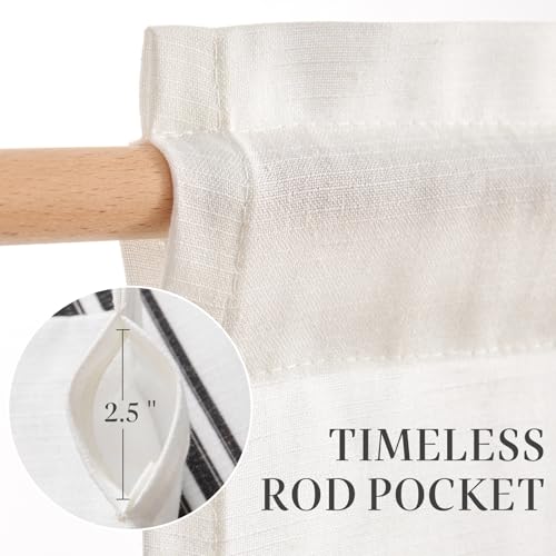 jinchan Linen Balanced Stripe Valances for Window 16 in,Black Grey,1 Panel - color: Balanced Stripe | Black, size: 50"W x 16"L (Pack of 1)