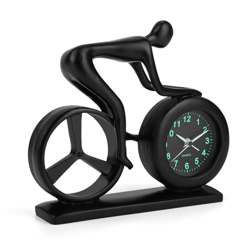 Racing Bicycle Desk Alarm Clock Battery Operated, Glow-in-the-Dark Dial, Silent Non-Ticking | Unique Cycling Gift for Cyclists, Students, Teachers | Office, Desk, Shelf Decor