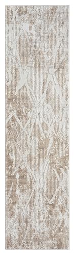 2x7 Beige Modern Geometric Area Rug for Living Room, Bedroom - color: 1003 - Beige, size: 2' x 7' (Rectangular)