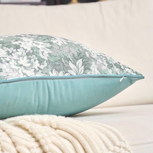 Alerfa Light Blue Neutral Floral Pillow Cover 12 x 20 Inch, Vintage Chenille Rectangle Couch Pillow Cover Soft Decorative Farmhouse Accent Pillowcase for Living Room Bedroom - color: Light Blue, size: 20" x 12" (Pack of 1)