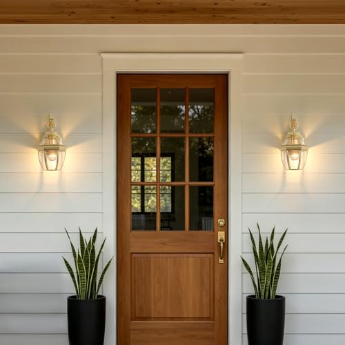 Solid Brass Outdoor Wall Light Fixtures, 12.6", 1-Pack - color: Polished Brass - 1 Pack, size: 12.6 inch