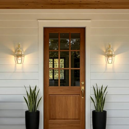 Solid Brass Outdoor Wall Light Fixtures, 12.6", 1-Pack - color: Polished Brass - 1 Pack, size: 12.6 inch