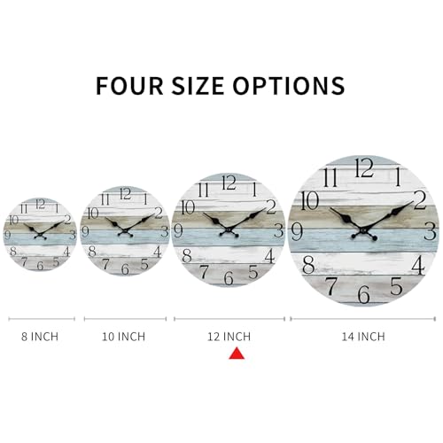 12 Inch Wall Clock, Silent Battery Operated Analog Clock, Blue - color: A-blue White Brown, size: 12"