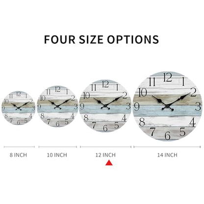 12 Inch Wall Clock, Silent Battery Operated Analog Clock, Blue - color: A-blue White Brown, size: 12"