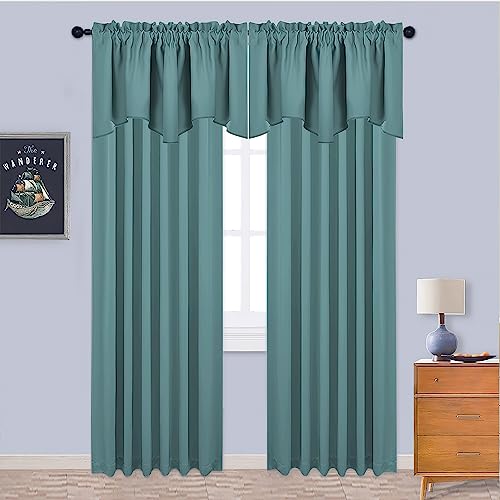 NICETOWN 2 Panels Greyish Blue Kitchen Valances for Window, 42W x 18L - color: Greyish Blue, size: 42"W x 18"L (Pack of 2)