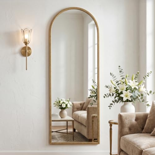 Arched Full Length Mirror,20x53" Gold Dressing Floor Long Full Body Mirror - size: 53"L x 20"W