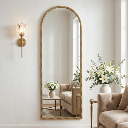 Arched Full Length Mirror,20x53" Gold Dressing Floor Long Full Body Mirror - size: 53"L x 20"W