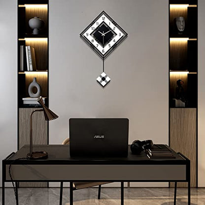 Modern Wall Clock for Living Room Decor Pendulum Large Silent Big Kitchen Wall Clock for Bedroom Black and White Decorative Office Non Ticking Battery Operated Wall Watch 26 Inch - size: 26inch