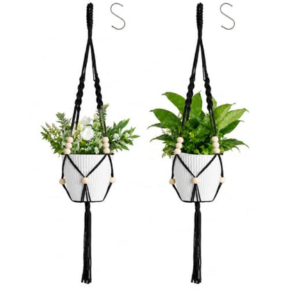 Artilady Macrame Hanging Planters for Indoor Plants, Adjust Plant Hanger - color: Black E
