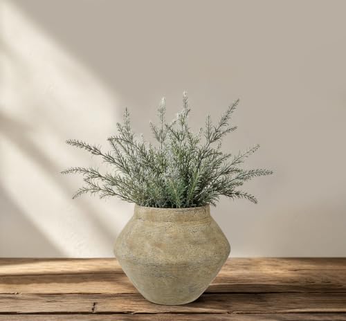 Briful Rustic Ceramic Vase 6'' Decorative Farmhouse Table Vase, Brown - color: Brown#747