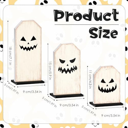 Britimes Ghost Tray Decor Sign, 3 Pack, Wooden, Tabletop Centerpieces - style: White Halloween