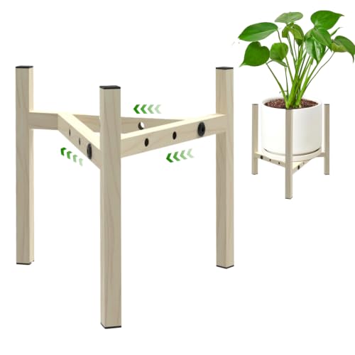 Airpark Adjustable Metal Plant Stand, Stable Plant Pot Flower Holder Indoor Outdoor Corner, Fit 8 9 10 11 12 inch Pots, Wood-Grain (Pot & Plant Not Included) - color: Wood-grain 3