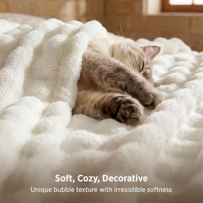 Bedsure Cloud Bubble Full Size Blanket for Bed, Off White, 84"×90" - color: 01 Off White, size: Full (84" X 90")