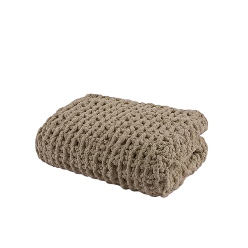 Madison Park Chenille Chunky Knit All Season Throw Blanket, 50 x 60, Brown - color: Brown