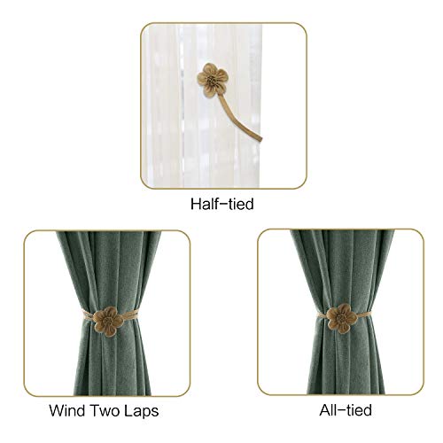 Lewondr Magnetic Window Curtain Rope Holdbacks, Large, Coffee - color: Coffee, size: Large