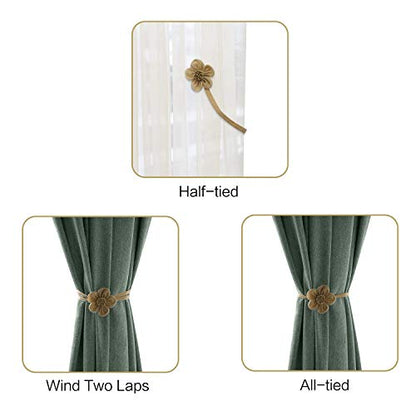 Lewondr Magnetic Window Curtain Rope Holdbacks, Large, Coffee - color: Coffee, size: Large