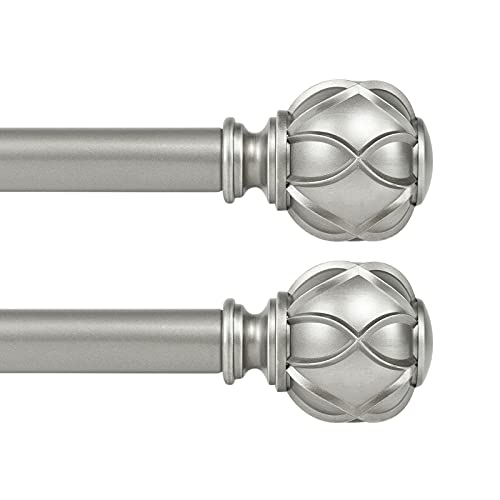 KAMANINA 1 Inch Curtain Rod 28-48 Inch, 2 Pack Antique Silver Drapery Rods - color: Antique Silver, size: 28-48"(2Pack)
