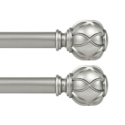 KAMANINA 1 Inch Curtain Rod 28-48 Inch, 2 Pack Antique Silver Drapery Rods - color: Antique Silver, size: 28-48"(2Pack)