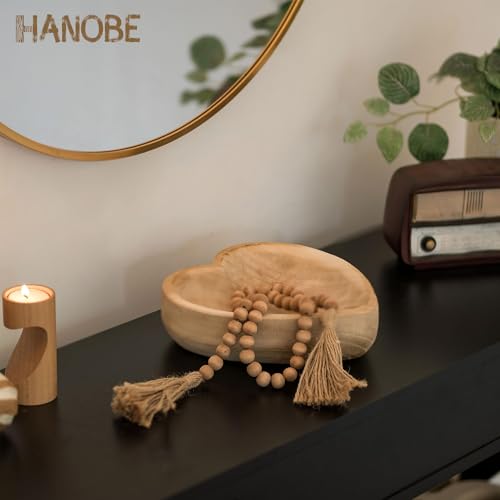 Hanobe 10" Heart Shaped Wood Decorative Bowl for Coffee Table Decor - size: 7.87 inches