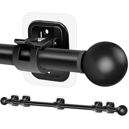 Adhesive Curtain Rod No Drilling for Renter 48 to 84 Inch Adjustable, Black - color: 1PCS Black, size: 48 to 84"