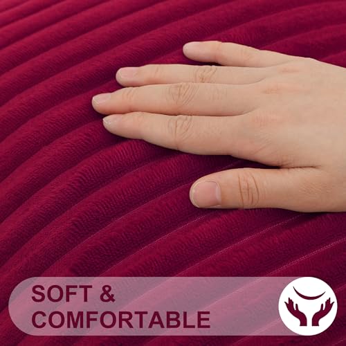 Simmore Fall Soft Burgundy Flannel Throw Pillow Covers 12X20 Set of 2 - color: Burgundy, size: 20" x 12" (Pack of 2)