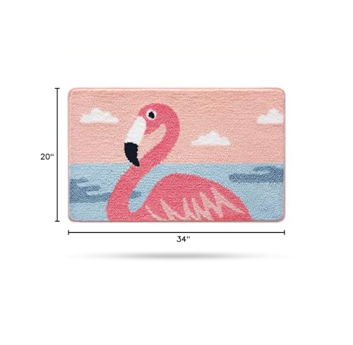 Molesun Flamingo Bath Mat 20x31, Soft Absorbent Microfiber Bath Rugs - color: Flamingo, size: 20" x 31"