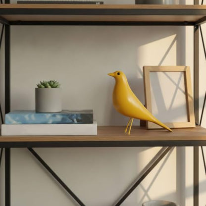Mid Century Modern Bird Figurine, Resin Shelf Decor Accent (Yellow) - color: Yellow