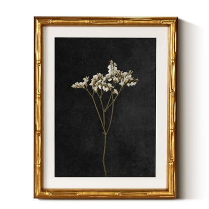 InSimSea Gold Bamboo Framed Wall Art, Dark Dried Wildflower Prints, 11x14In - color: Dark Dried Wildflower