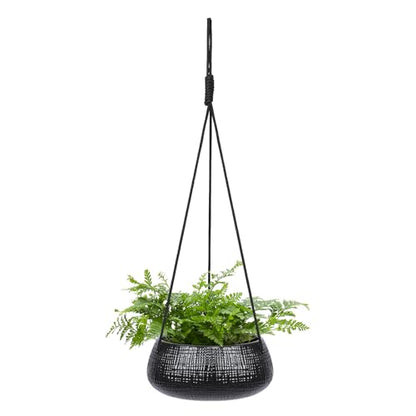 Hanging Planter for Indoor Plant 8 in, Ceramic Black Flower Pot - color: Black
