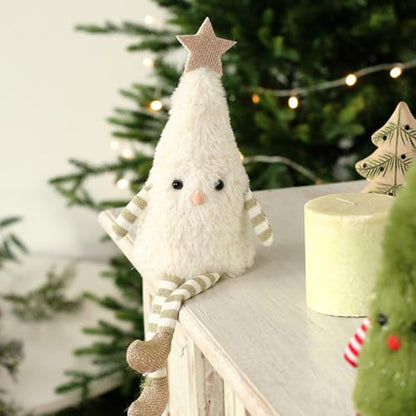 2pcs Christmas Table Decorations Long Legs Doll Christmas Ornaments Cute Plush Shelf Sitters Xmas Figurines for Mantel Desk Fireplace Home Decor Holiday New Year 11.8 Inch Tall