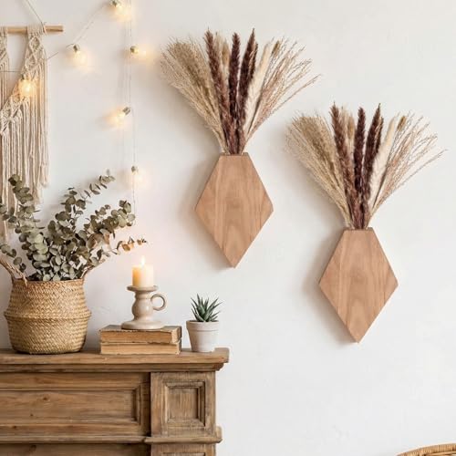 2 Pcs Wooden Wall Planters, Original Wood Color, Regular Style - color: Original Wood Color, style: Regular Style