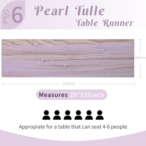 Pearl Table Runner Tulle Gauze Sheer Wedding Party Home Decor - color: Light Purple