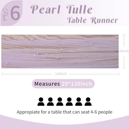 Pearl Table Runner Tulle Gauze Sheer Wedding Party Home Decor - color: Light Purple