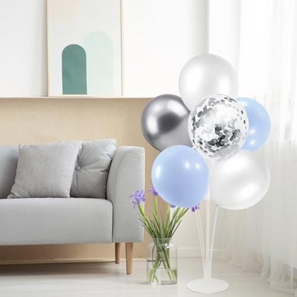 ZJDHPTY 4Set Light Blue Silver Balloon Stand Table Centerpieces Party Decor - color: Light Blue Silver 4