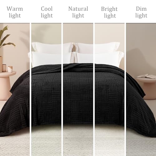Whale Flotilla Lightweight Fleece Queen Size Blanket for Bed, Black - color: Black, size: Queen(90x90 Inch)