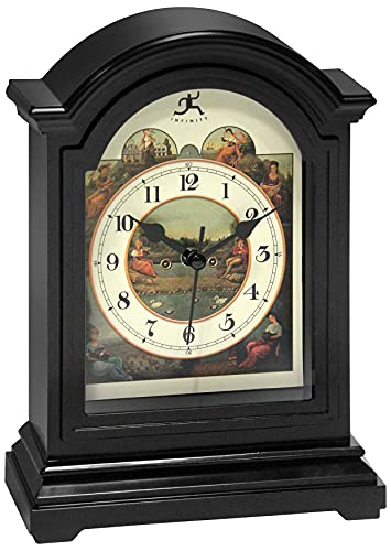 Infinity Instruments Black Plastic Tabletop Clock 9 x 6 Decorative Mantle