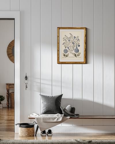 InSimSea Gold Bamboo Framed Wall Art, Retro Blue Hydrangea Prints, 11x14In - color: Blue Hydrangea