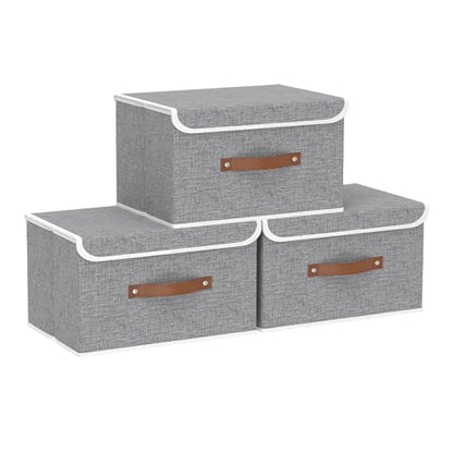 Yawinhe Collapsible Storage Bins,Grey,13.0x9.0x7.9in,3-Pack - color: Grey, size: M/(3 Pack)