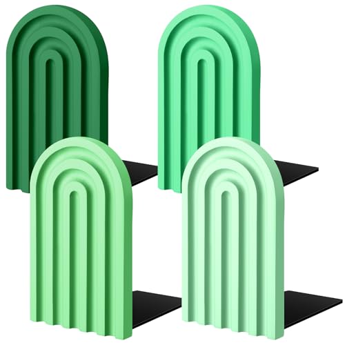 Harloon 4 Pcs Boho Arch Bookends Rainbow Wooden Book Ends, Sage Green Color - color: Green Color