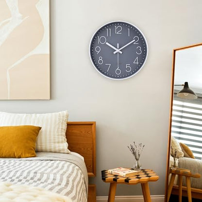 jomparis 10 Inch Gray Wall Clock Battery Operated Silent & Non-Ticking Wall Clock for Home,Bathroom,Bedroom,Kitchen - color: 1 Pack - Gray, size: 10 Inch