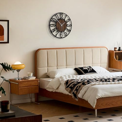 Maxstar 16" Silent Wall Clock – Battery Operated, Rustic Metal & Wood - color: Brown, size: 16 Inch