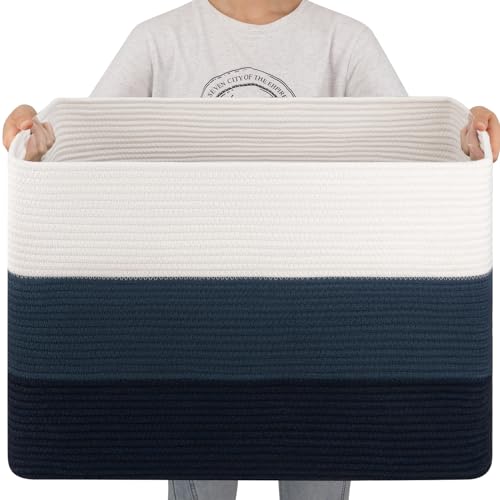 OIAHOMY 108L Extra Large Blanket Basket Dog Toy Basket Gradient Blue - color: Gradient Blue