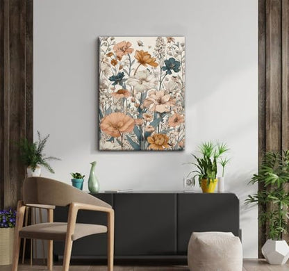 CHTEXA Boho Wildflower Canvas Wall Art, 3 Piece Gallery Wrapped Set, 12x16 - color: plants and flowers-2, size: 12x16 inch