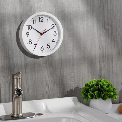 AKCISOT 8 Inch Wall Clock, Silent Battery Operated Analog Clock, White - color: C_white, size: 8 Inch