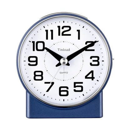 Tinload 4.3" No Ticking Analog Alarm Clock,Silent Readable for Seniors,Easy to Set,Gradual Rise Alarm,Big Numbers,On/Off Switch on Side,Gentle Wake,Snooze,Lighted on Demand,Battery Operated,Blue - color: Blue
