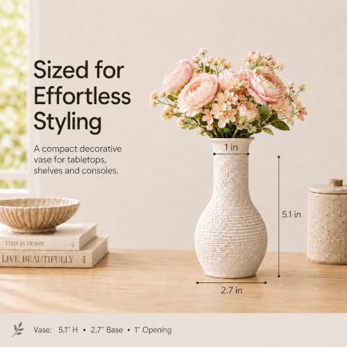 Nawaza Ceramic Flower Vase White Small Farmhouse Table Decor Vase V15 - color: Modern White-v15
