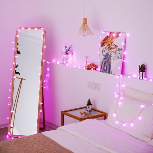 JMEXSUSS 33 ft 100 LED Globe Pink Christmas String Lights Indoor - color: Pink, size: 100 LED Plug