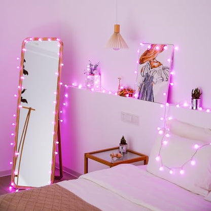JMEXSUSS 33FT 100 LED Pink Globe String Lights Battery Operated 8 Modes - color: Pink, size: 100 LED Battery