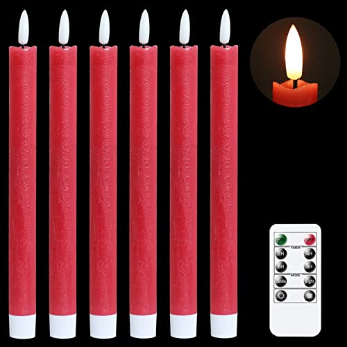GenSwin Flameless Taper Candles LED Battery Operated Remote Timer Red - color: 6-Red