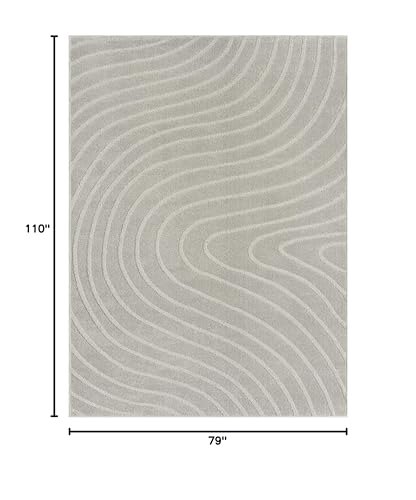 LUXE WEAVERS Modern Geometric Wave Gray 6x9 Area Rug - color: Grey, size: 6' x 9' (Rectangular)